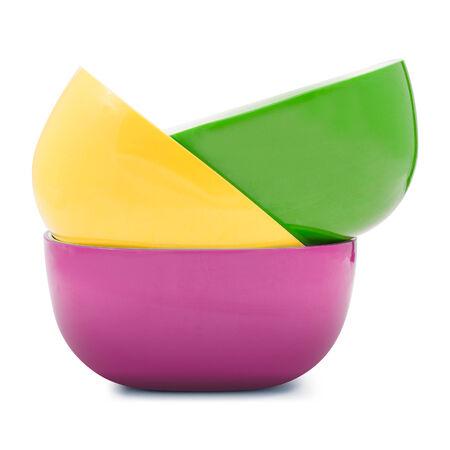 bowl of various color isolated on white background, file includes a excellent clipping pathの写真素材