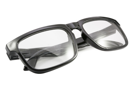 black eye glasses  isolated on white background,  file includes a excellent clipping pathの写真素材