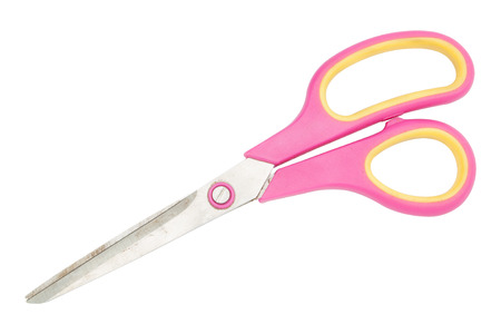 Pink scissors isolated on white background, file includes a excellent clipping pathの写真素材