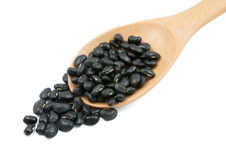 Black Beans on spoon woodの写真素材