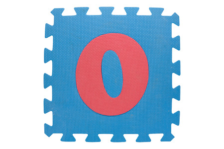 numbers 0 from to created from alphabet puzzle isolated on white background with clipping pathの写真素材