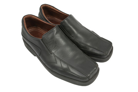Close-up of elegant mens shoes on white background, isolated on white,  file includes a excellent clipping pathの写真素材