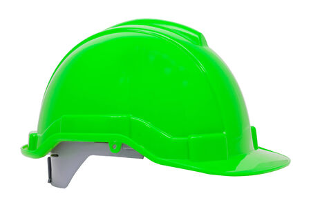 Green safety helmet on white background file includes a excellent clipping pathの写真素材