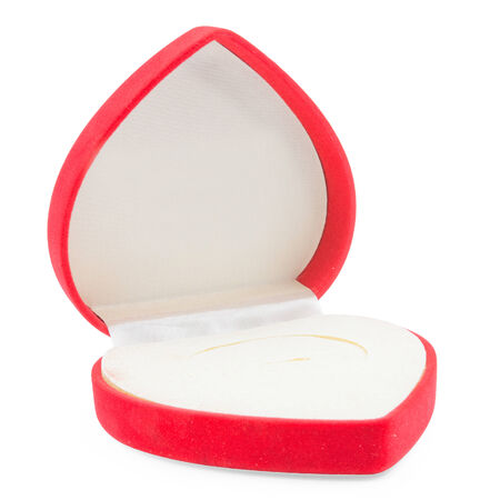 red jewelry box isolated on whiteの写真素材