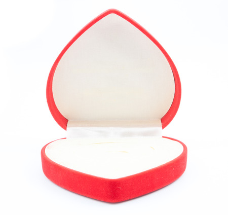 red jewelry box isolated on whiteの写真素材
