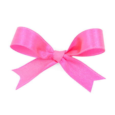 Pink satin gift bow ribbon, file includes a excellent clipping pathの写真素材