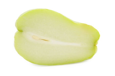 chayote with leafs on white backgroundの写真素材