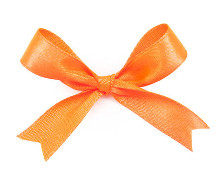 Orange satin gift bow ribbon, file includes a excellent clipping pathの写真素材