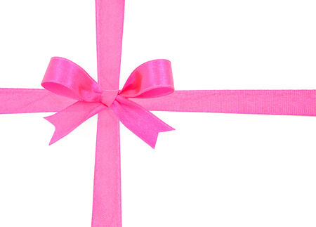 Pink satin gift bow ribbon, file includes a excellent clipping pathの写真素材