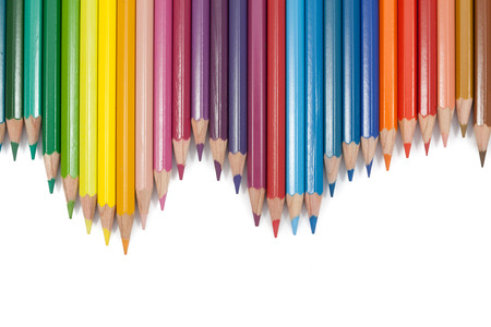 colour pencils isolated on white background close upの写真素材