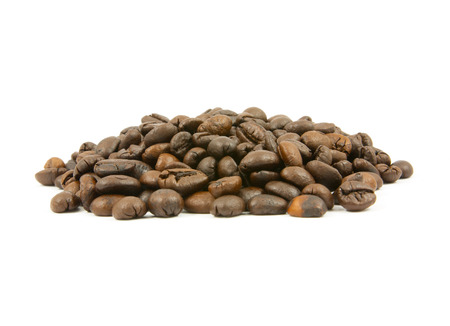 coffee beans isolated on white background closeupの写真素材