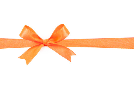 Orange satin gift bow ribbonの写真素材