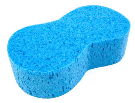 blue sponge over isolated on white backgroundの写真素材