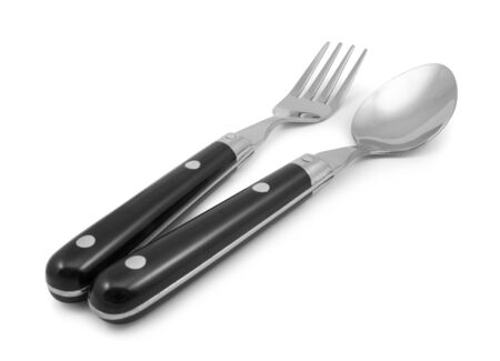 fork and spoon  isolated on whiteの写真素材