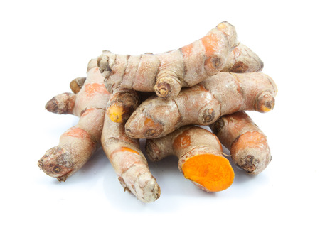 turmeric isolated on white backgroundの写真素材