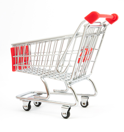 shopping cart isolated on whiteの写真素材