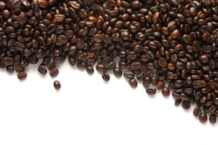 roasted coffee beans background texture isolated on white background