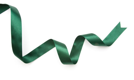green ribbon border isolated on white backgroundの写真素材