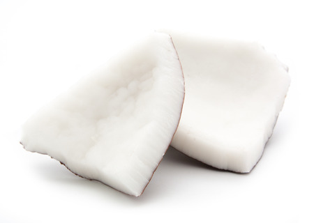 coconut pieces isolated on a white background