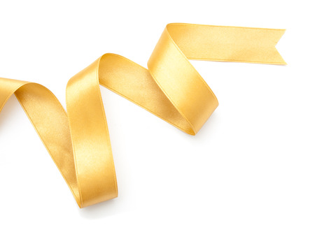 golden ribbon border isolated on white backgroundの写真素材