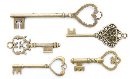 collection of  love old key isolated on white background without shadowの写真素材