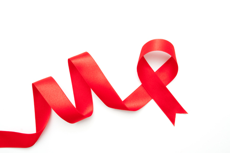red ribbon border isolated on white backgroundの写真素材
