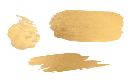 Gold watercolor texture paint stain   shining brush strokeの写真素材