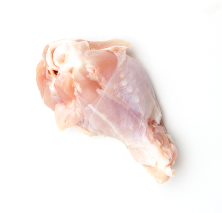 raw chicken leg isolated on white backgroundの写真素材