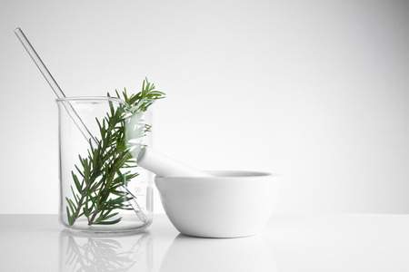 herbal medicine natural organic and scientific glassware, Research and development concept.の写真素材