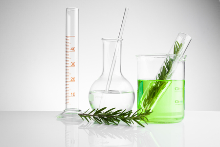herbal medicine natural organic and scientific glassware, Research and development concept.の写真素材