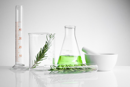 herbal medicine natural organic and scientific glassware, Research and development concept.の写真素材
