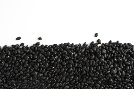 Black beans on the white backgroundの写真素材