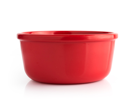 red bowl isolated on white backgroundの写真素材