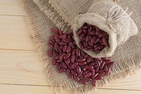red-beans in hemp sack on sack background