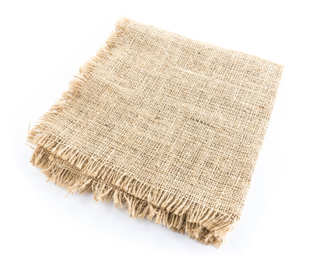 burlap hessian sacking isolated on white backgroundの写真素材
