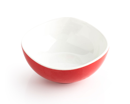red bowl isolated on white backgroundの写真素材