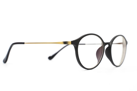 black eye glasses spectacles with shiny black frame