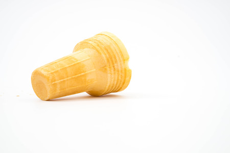 Empty ice cream cone isolated on whiteの写真素材