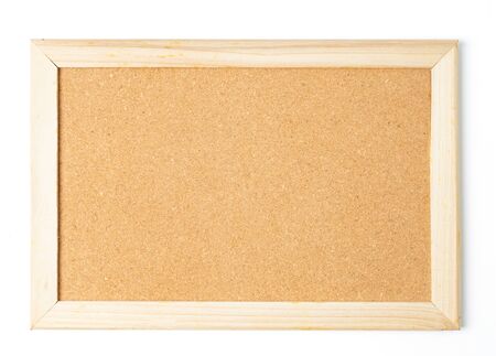 blank cork board wooden frame  on white background