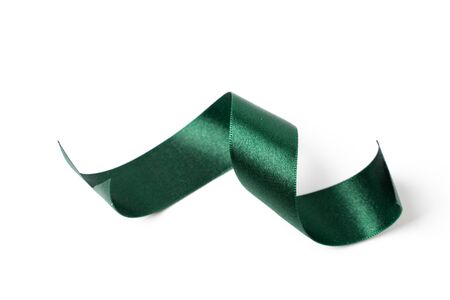 green banners ribbons label on white backgroundの写真素材