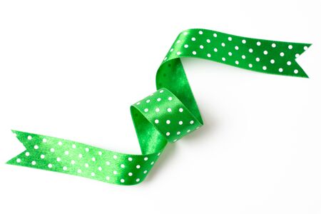 green banners ribbons label on white backgroundの写真素材