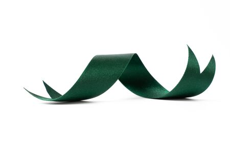 green banners ribbons label on white backgroundの写真素材