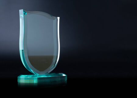 crystal blank award isolated on black backgroundの写真素材
