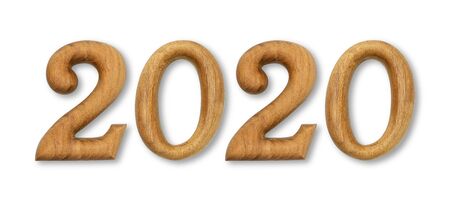 wood number two on white backgroundの写真素材