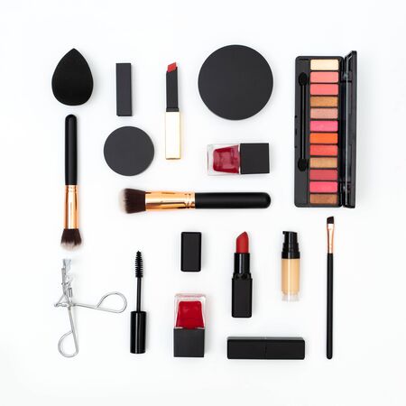 set decorative cosmetics on whiteの写真素材