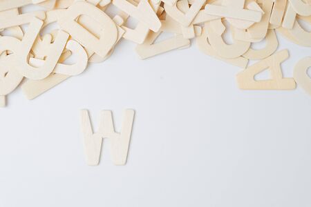 ABC english wood letters on white blackgroundの写真素材