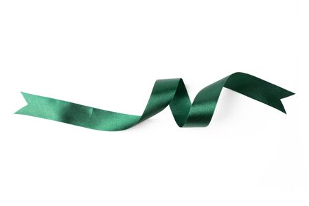 green banners ribbons label on white backgroundの写真素材