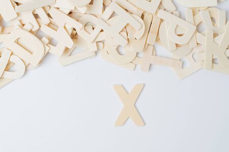 ABC english wood letters on white blackgroundの写真素材