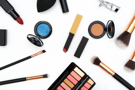 Set decorative cosmetics on whiteの写真素材