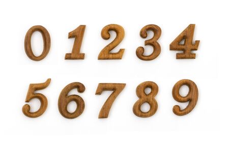 wood number Zero on white background